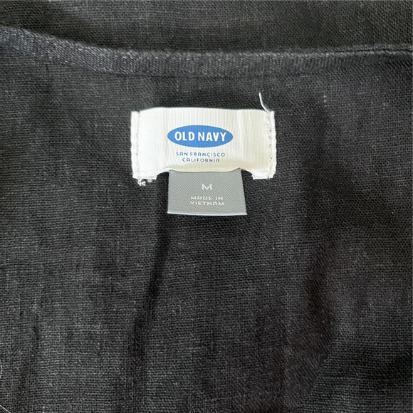 OLD Navy linen blend tie waist black dress size M - Picture 8 of 8